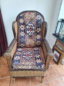 Indoor wicker armchair