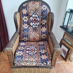 Indoor wicker armchair