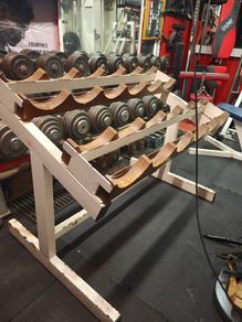 Commercial dumbbell rack.