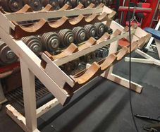 Commercial dumbbell rack.