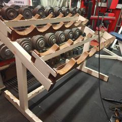 Commercial dumbbell rack.
