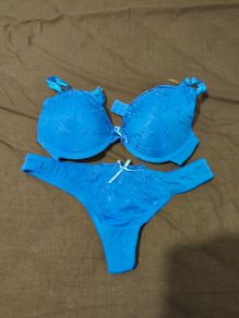 No Secret blue bra and thong set. 34d and 12/14