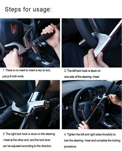 BRAND NEW Universal Car Steering Wheel Anti Theft Lock Car Security Parking Lock Adjustable U Shape Anti Theft Lock for SUV Truck
