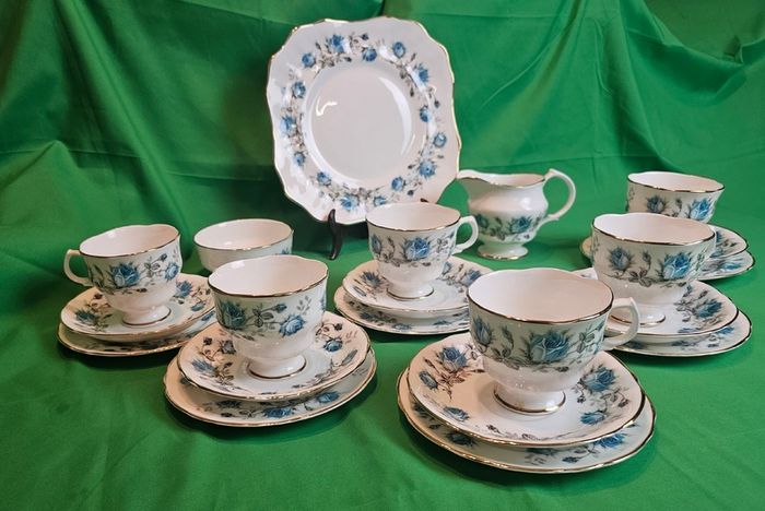 Vintage Arklow Bone China Blue Roses Tea Set | Fine Irish Porcelain with Gold Trim