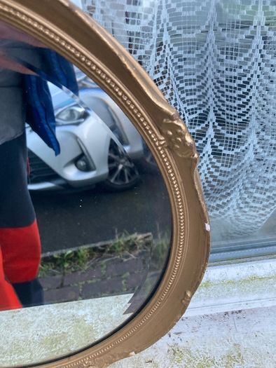 Vintage gold round mirror free postage