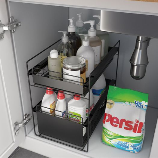 2 Tier Under Sink Sliding Cupboard Drawer Shelf (small size)