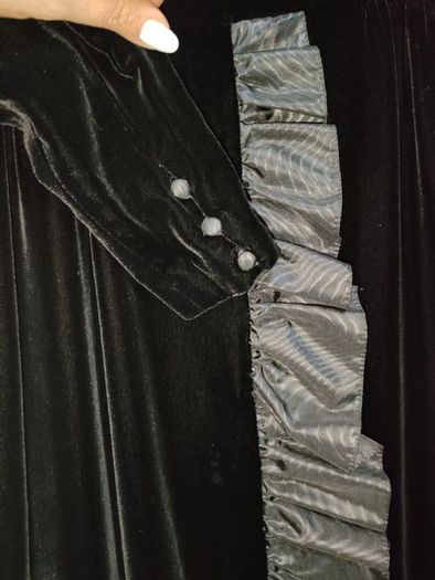Vintage 80s black velvet ruffle dress size XS or Small postage included