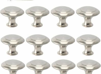 12PCS Cabinet Door Knobs Round Mushroom Shape Pull Handle 28mm Stainless Steel Brushed Chrome Cabinet for Furniture Drawer Door Cupboard Wardrobe (AVAILABLE IN BLACK AND SILVER)