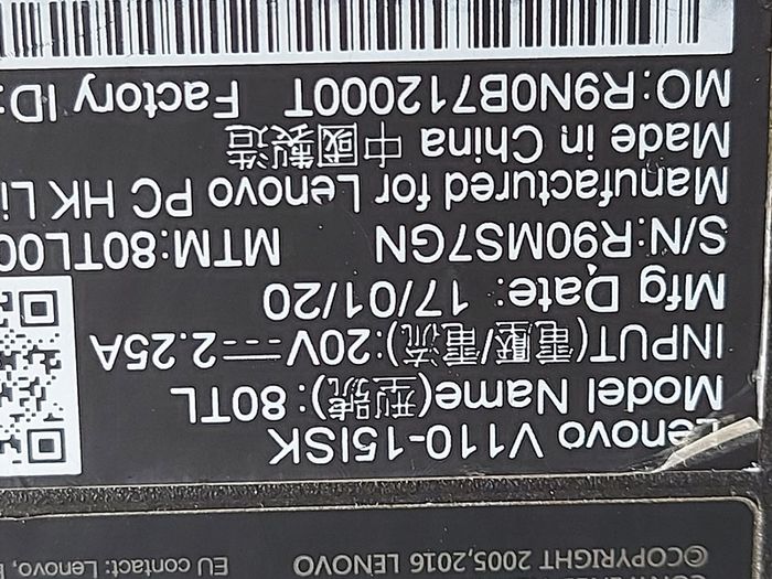 Lenovo  V110-15ISK, Model 80TL, 15.6 inch Laptop, Intel Core i3-6006U CPU, 2.00GHz, windows 10, 4GB Ram, 675GB HDD, Microsoft Edge, Chrome