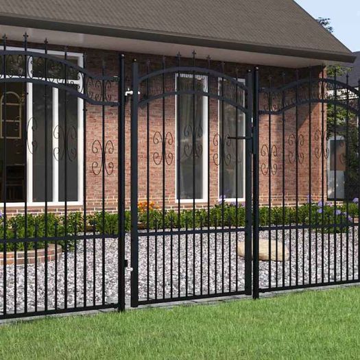 Fence Gate with Spear Top Black 103x150 cm