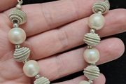 Silver Tone Necklace with Faux Pearl Beads M&amp;S