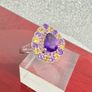 African Amethyst, Citrine & Rhodolite Garnet Ring Image 6
