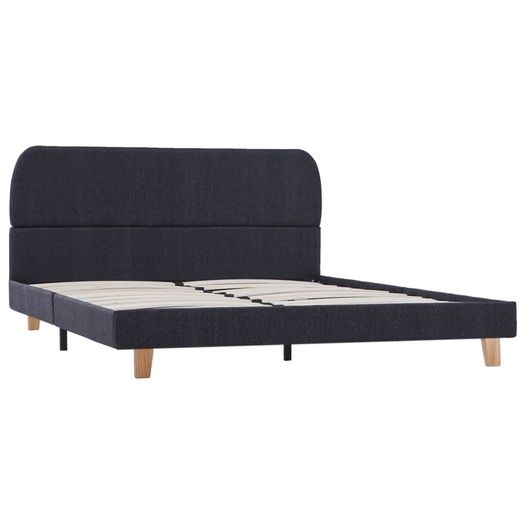 Bed Frame Dark Grey Fabric 135x190 cm