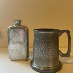 Vintage Pewter Tankard & Pewter Flask -Set of 2