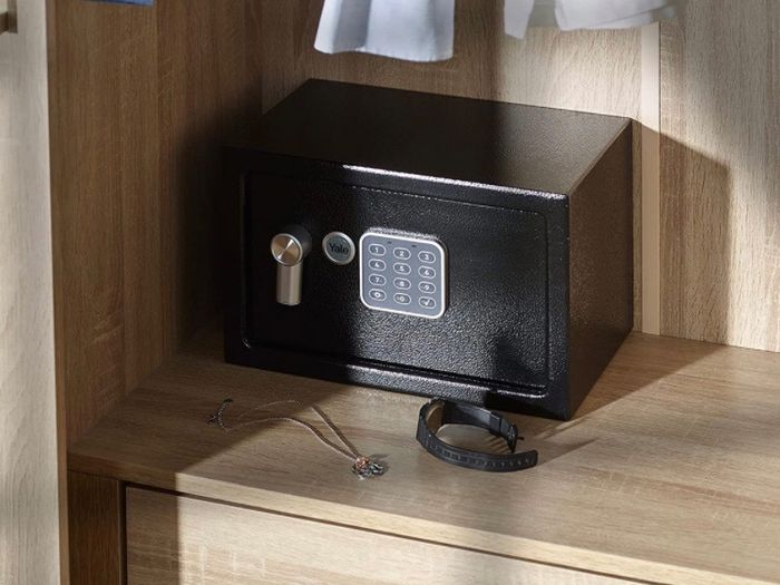 Small Value Safe, Digital Keypad, LED Light Indicators, Steel Locking Bolts, Emergency Override Key, Wall And Floor Fixings, Black Finish, 8 Litre Capacity