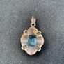 Vintage Emerald Cut Aquamarine Marcasite Silver Drop Pendant Image 2