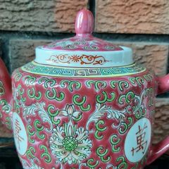 Chinese Famille Rose Longevity, Porcelain Tea Pot