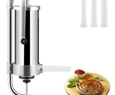 Sausage Stuffer, 5LBS/3L Capacity, 304 Stainless Steel Vertical Sausage Stuffer, Sausage Filling Machine with 3 Stuffing Tubes, Suction Base and Manual Crank for Household or Commercial Use (FREE SHIPPING)