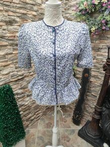 Vintage floral peplum blouse size S M  Postage included