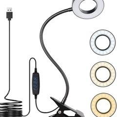 LED Desk Lamp Clip On Light, 3 Light Mode 10 Dimmable Brightness Eye Caring Book Light, Adjustable LED Clip Lamp for Reading Studying Working Video Conference Lighting (FREE POSTAGE)