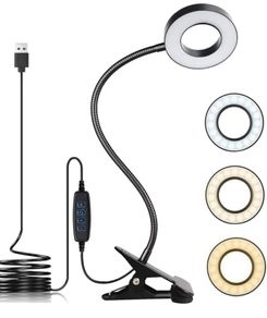 LED Desk Lamp Clip On Light, 3 Light Mode 10 Dimmable Brightness Eye Caring Book Light, Adjustable LED Clip Lamp for Reading Studying Working Video Conference Lighting (FREE POSTAGE)