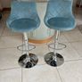 Pair of teal velvet bar stools Image 2