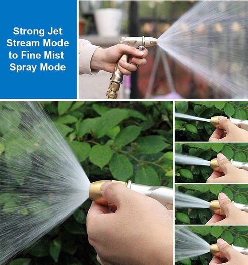 Heavy-Duty Metal Garden Hose Nozzle, Made of 100% Metal Construction Built and Brass Head, Metal Spray Gun w/Pistol Grip Trigger for Watering Plants & Lawn, Car Washing, Patio, Dog & More