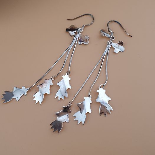 Sterling 925 Silver Cascading Leaf Drop Earrings