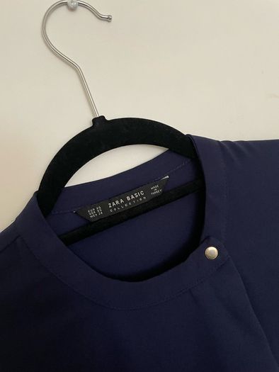 zara navy blouse