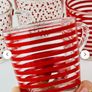 8 Pieces- Vintage IKEA set of 4 polka dot and striped glass cups and matching bowls ( 8 pieces ) Image 3