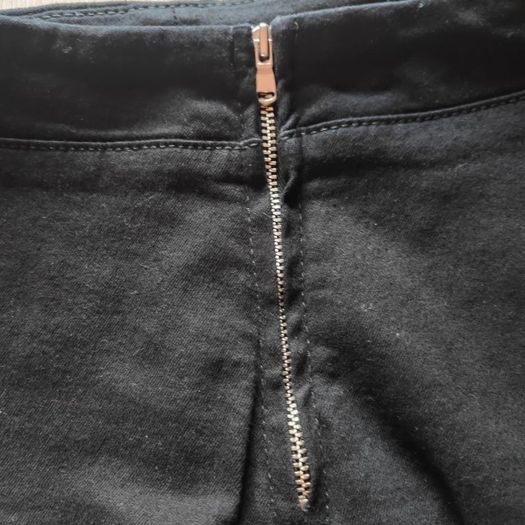 Black Denim  High waisted Trousers with side zip, size 8