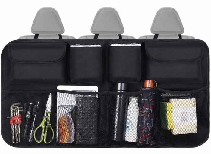 Car Boot Organiser Waterproof Kick Mats Car Organiser Seat Back Protectors, Multi-Pocket Children's Travel Storage