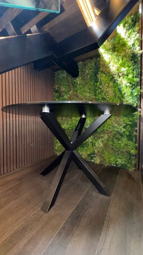 Black Glass Top Dining Table 120cm