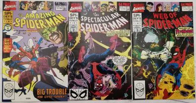 Amazing Spider-Man Annual #24, Spectacular Spider-Man Annual #10 & Web Of Spider-Man Annual #6 Spidey's Totally Tiny Adventure Parts 1-3 Complete Set (1989-1990)