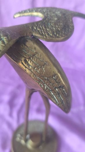 Vintage brass crane ornament