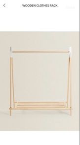 wooden clothes rack rail