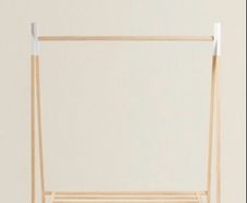 wooden clothes rack rail