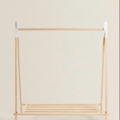 wooden clothes rack rail