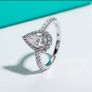 1.25 CT 925 silver Pear Moissanite Wedding Ring Halo With Accent Engagement Ring. Image 5