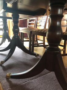 Solid Mahogany Twin Pedestal Dining Table and Chairs