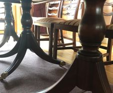 Solid Mahogany Twin Pedestal Dining Table and Chairs