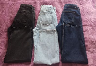 Bundle of 3 Primark Jeans - Size 10 Light Blue, Washed Black, Darker-Blue