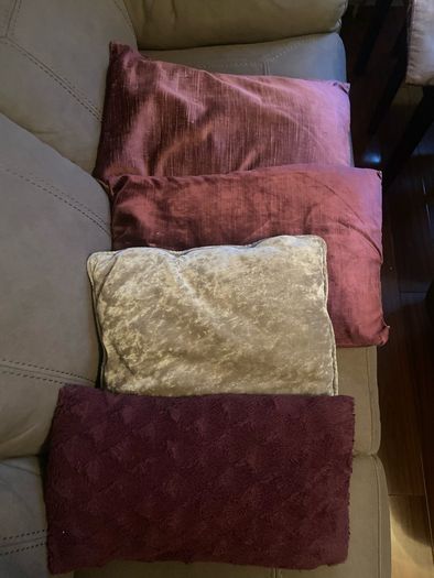 Purple & grey curtains 90x90 (+ cushions)