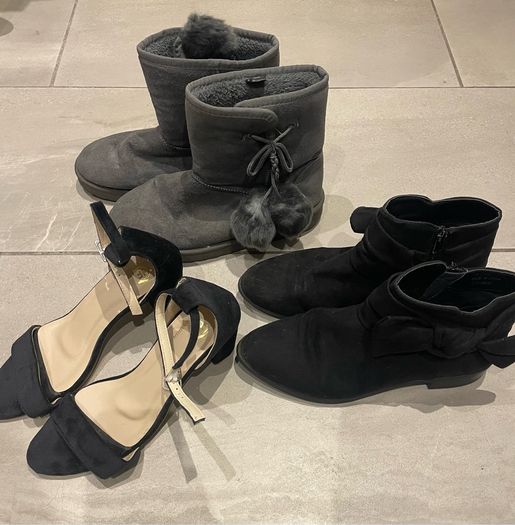 All for 3e Woman's winter summer flat shoes boots black grey high heels bundle