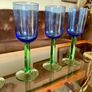 Vintage Scandinavian Blue Green Stem Champagne Wine Glasses Set of 5 Image 3