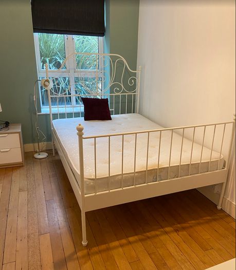 IKEA Leirvik Bed Frame (140x200 cm) + 2 Slatted Bed Bases