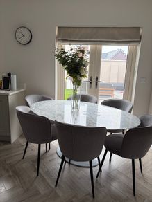 Marble oval table with 6 chairs