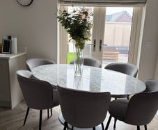 Marble oval table with 6 chairs