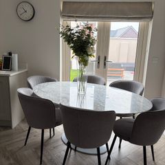 Marble oval table with 6 chairs