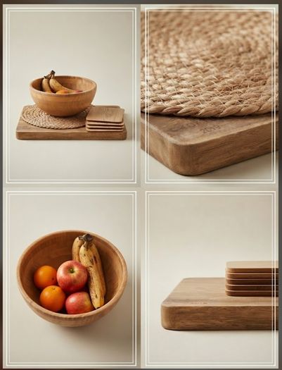 QUICK SALE (WOODEN KITCHEN BUNDLE): Crofton Chopping Board, Placemats & Fruit Bowl Set - Excellent Condition (Collection D13)